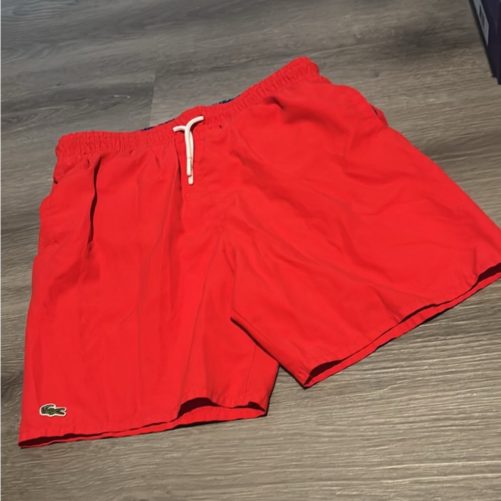 Lacoste Red Swim Trunks Quick-Drying Relaxed Fit